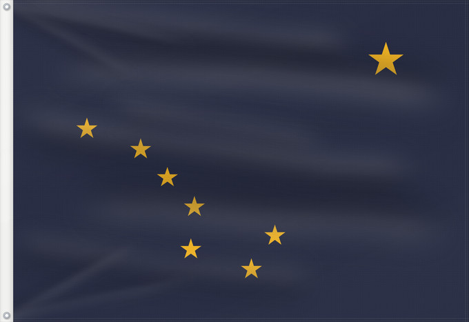 Bandera, con dos ojales metálicos y lado del asta reforzado: Alaska	L Alaska	Alaska 	Dell Alaska	Banniel Alaska	ᎡᏩᏐᎾ ᎦᏓᏘ	Alasko	De l Alaska	Ka hae ‘Ālaka	דגל אלסקה	De Alaska	Alaskam takuyaŋa	Standardo di Alaska	Alascae	Hakʼaz Dineʼé Bikéyah Hahoodzo bidah naatʼaʼí	Флаг Аляски	Američke savezne države Aljaske	Прапор 