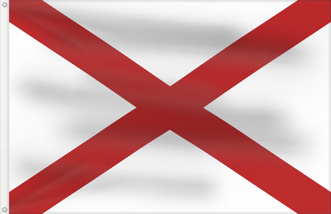 Flag, with two metal eyelets and reinforced hoist: Alabama L Alabama Dell Alabama ᎠᎳᏆᎹ ᎦᏓᏘ De l Alabama Ka hae ‘Alapama アラバマ州の旗 Alabamae Élábéemah Hahoodzo bidah naatʼaʼí Флаг Алабамы Fu‘a o Alapama Američke savezne države Alabame الاباما کا پرچم