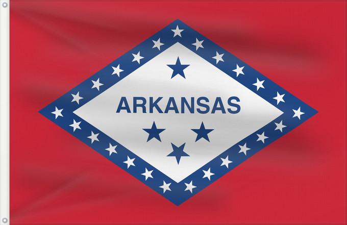 Bandera, con dos ojales metálicos y lado del asta reforzado: Arkansas