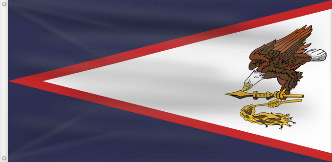 Bandera, con dos ojales metálicos y lado del asta reforzado: American Samoa