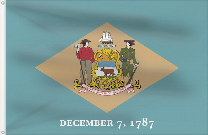 Flagge, mit zwei Metallösen und verstärktem Besatzband: Delaware ᏕᎳᏪᎢ ᎦᏓᏘ Ka hae Kelawea Delevariae Vlagge van Delaware Déláwee Hahoodzo bidah naatʼaʼí Флаг Делавэра Američke savezne države Delaver Delawares