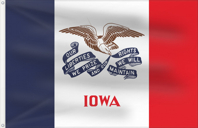 Flagge, mit zwei Metallösen und verstärktem Besatzband: Iowa
