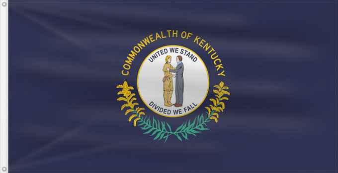 Flagge, mit zwei Metallösen und verstärktem Besatzband: Kentucky	ᎬᏅᏓᎩ ᎦᏓᏘ	Ka hae Kenekuke	Kentukiae	Kentákii Hahoodzo bidah naatʼaʼí	Флаг Кентукки	Američke savezne države Kentucky
