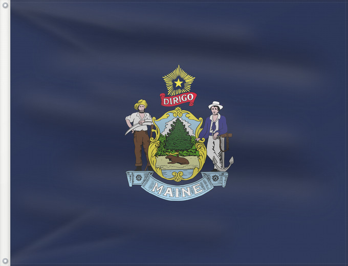 Bandera, con dos ojales metálicos y lado del asta reforzado: Maine