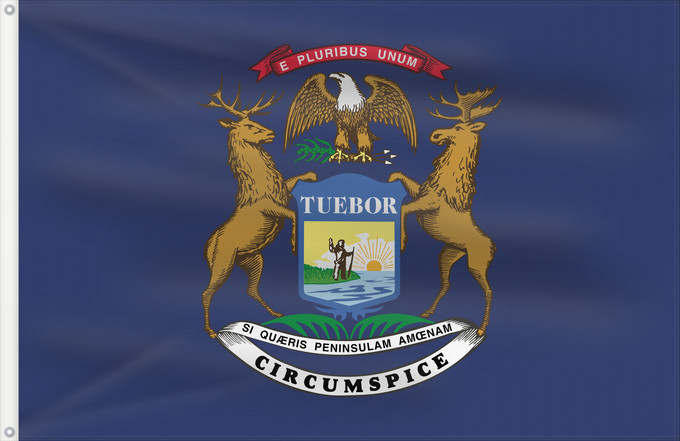 Bandera, con dos ojales metálicos y lado del asta reforzado: Michigan
