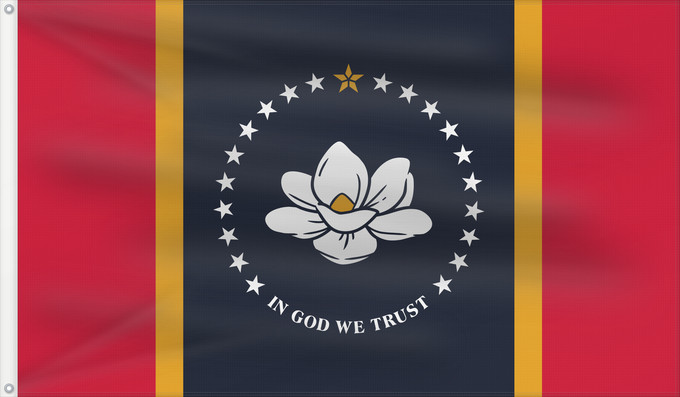Bandera, con dos ojales metálicos y lado del asta reforzado: Mississippi	U	 Mississippi	Misisipi o Misisipí