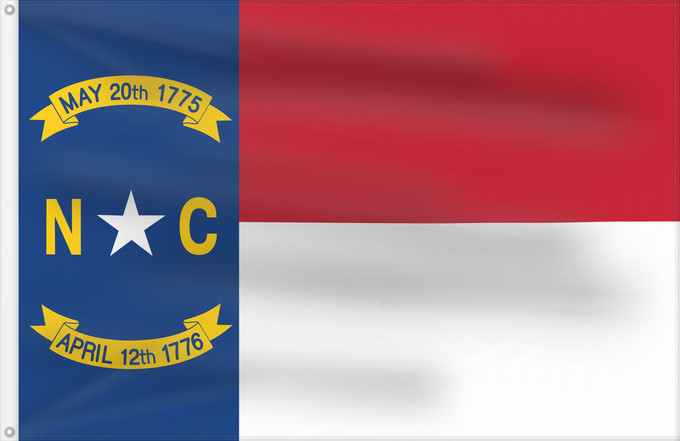 Bandera, con dos ojales metálicos y lado del asta reforzado: North Carolina	North Carolina (	Caroline du Nord	Carolina del Norte	Carolina del Nord
