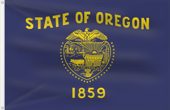 Bandera, con dos ojales metálicos y lado del asta reforzado: Oregon	Oregon  obverse  The flag was adopted by the state on February 26, 1925. The state seal was decided in 1903	L Oregon  face	Oregón  anverso	ᎤᏩᎦᏂ ᎦᏓᏘ	De l Oregon	Ka hae ‘Olekona	Oregoniae	Óogin Hahoodzo bidah naatʼaʼí	Флаг Орегона	Američke savezne dr