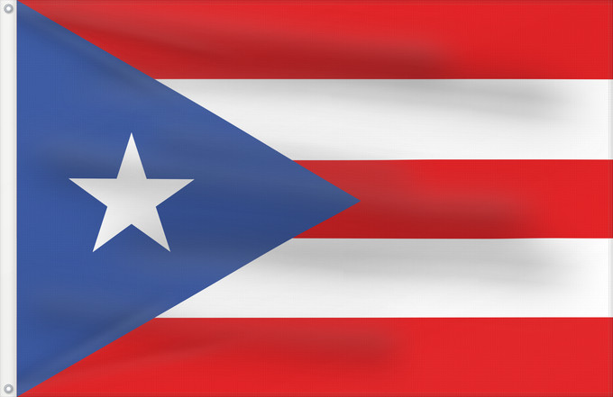 Bandera, con dos ojales metálicos y lado del asta reforzado: Puerto Rico