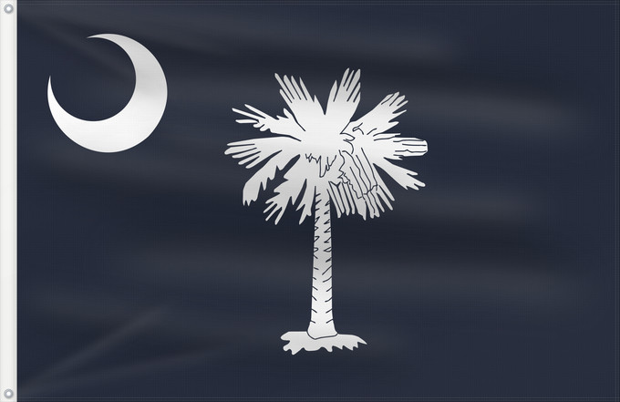 Bandera, con dos ojales metálicos y lado del asta reforzado: South Carolina	Caroline du Sud	Carolina del Sur	Carolina del Sud	علم كارولاينا الجنوبية	ᏐᎦᎴᏂ ᎦᏓᏘ	Ka hae Kalolaina Hema	Carolinae Meridionalis	Shádiʼááhjí Kééláanah Hahoodzo bidah naatʼaʼí	Флаг Южной Каролины	Američke savezne države Južne Karoline