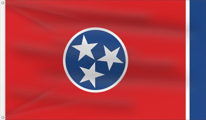 Bandera, con dos ojales metálicos y lado del asta reforzado: Tennessee	Tennessees fana	ᏔᎾᏏ ᎦᏓᏘ	Státu Tennessee	Tennessees	Tennesseen osavaltion	Ka hae Kenekī	Tennesiae	Ténésii Hahoodzo bidah naatʼaʼí	Флаг Теннесси	Američke savzene države Tennessee