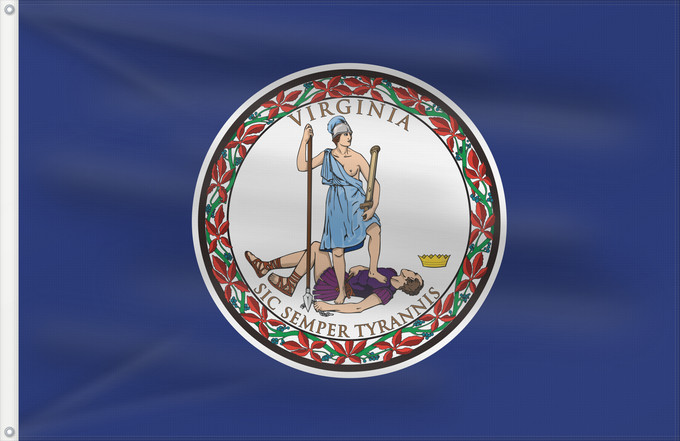 Bandera, con dos ojales metálicos y lado del asta reforzado: Virginia	Commonwealth of Virginia, adopted in February 1950	Virginie	Stanowa Wirginii	Banniel stad Virginia	ᏩᏥᏂ ᎦᏓᏘ	Ka hae Wilikinia	Virginiae, MCML	Bijíniyah Hahoodzo bidah naatʼaʼí	Wirschini	Флаг Виргинии	Američke savezne države Virginie