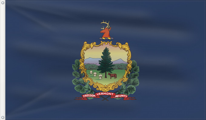 Bandera, con dos ojales metálicos y lado del asta reforzado: Vermont	Vermont 	ᏣᏩᎦ ᎦᏓᏘ	Ka hae Welemoneka	Vermontis	Bimááʼ Hahoodzo bidah naatʼaʼí	Флаг Вермонта	Američke savezne države Vermont