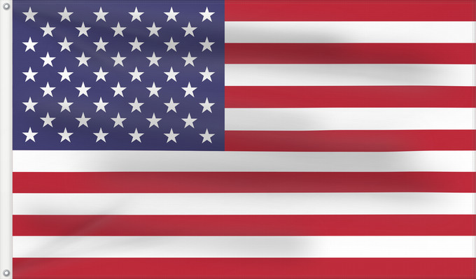 Flagge, mit zwei Metallösen und verstärktem Besatzband: United States	États-Unis	Estados Unidos	Vereinigte Staaten von Amerika	Stati Uniti