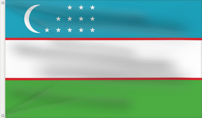 Bandera, con dos ojales metálicos y lado del asta reforzado: Uzbekistan Ouzbékistan República de Uzbekistán Usbekistan Repubblica dell Uzbekistan Oezbekistan Nacional da República do Uzbequistão علم جمهورية أوزبكستان Özbəkistan Respublikasının Dövlət Дзяржаўны Сцяг Рэспублікі Ўзбекістан Дзяржаўны Сьцяг Рэспублікі Ў