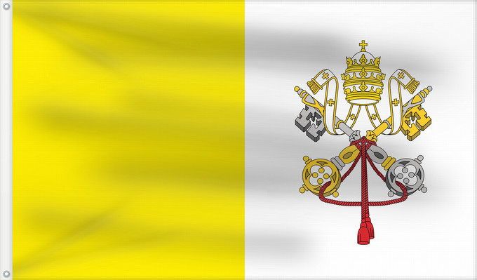 Flag, with two metal eyelets and reinforced hoist: Vatican City 2023–present Vatican City State Vatican (Saint-Siège) Ciudad del Vaticano Vatikanstadt Città del Vaticano