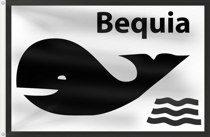 Drapeau, avec deux œillets métalliques et guindant renforcé : Bequia	Unofficial flag of Bequia island/St	Inoffizielle Flagge der Insel Bequia/St
