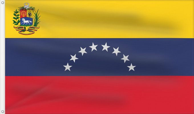 Drapeau, avec deux œillets métalliques et guindant renforcé : Venezuela Benezuela Winïxwila wiphala Veneçuela Venezuelo Venezuelako bandera Poyvi Venesuéla Winisuyla unanchan Venezuele