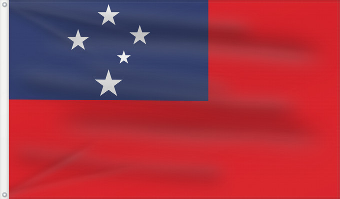 Flagge, mit zwei Metallösen und verstärktem Besatzband: Samoa	Pīwari o Hāmoa	Samoe	Fu‘a o Sāmoa