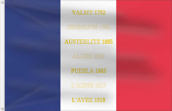 Drapeau, avec deux œillets métalliques et guindant renforcé : 12e régiment de chasseurs à cheval-drapeau	12e régiment de chasseurs à cheval de l armée française