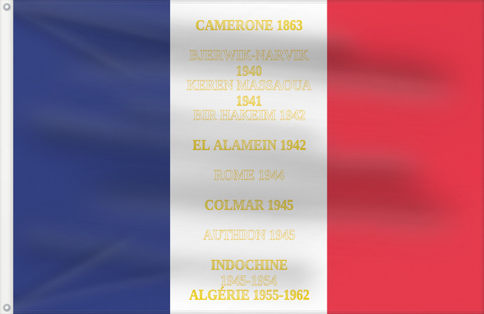 Drapeau, avec deux œillets métalliques et guindant renforcé : 13e demi-brigade de légion étrangère-drapeau 13e demi-brigade de Légion étrangère de l armée française