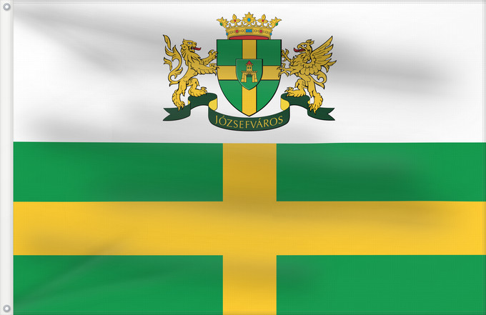 Drapeau, avec deux œillets métalliques et guindant renforcé : 8th District of Budapest	8e arrondissement de Budapest	8.º Distrito de Budapest	8. Bezirk von Budapest	8º distretto di Budapest	Budapest VIII. kerületének