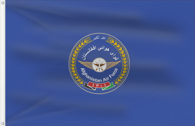 Drapeau, avec deux œillets métalliques et guindant renforcé : Afghan Air Force	Force aérienne afghane	Fuerza Aérea Afgana	Luftwaffe Afghanistans	Aeronautica Militare Afgana