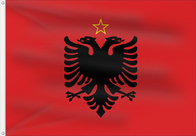 Drapeau, avec deux œillets métalliques et guindant renforcé : Albania  1946–1992	Albania (1946–1992)	Albanie (1946–1992)	Albanien (1946–1992)	People s Republic of Albania