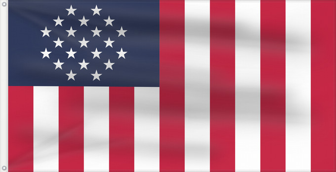 Drapeau, avec deux œillets métalliques et guindant renforcé : Allied States of America flag  Jericho	Allied States of America  ASA  from the TV series  Jericho	Nouveau gouvernement de Cheyenne	Az uj Amerikai Szövetséges Államok  Cheyenne-i kormány  zászlója	Statelor Aliate Americane  guvernul de la Cheyenne  din ser