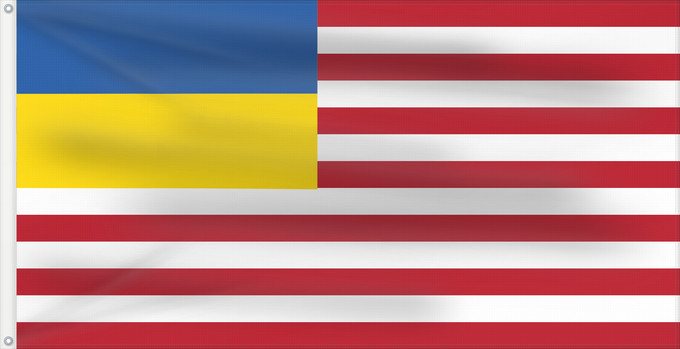 Drapeau, avec deux œillets métalliques et guindant renforcé : American-Ukrainian