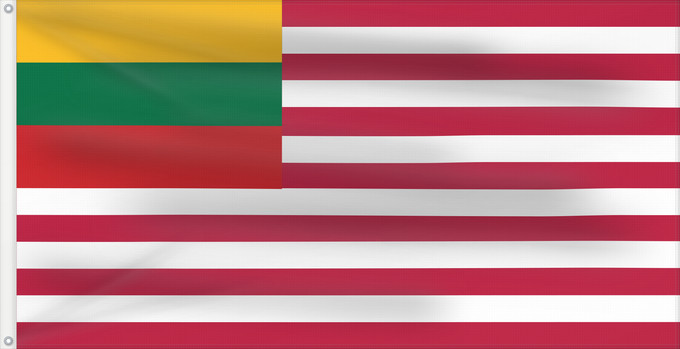 Drapeau, avec deux œillets métalliques et guindant renforcé : American-Lithuanian	Americana-Lituana