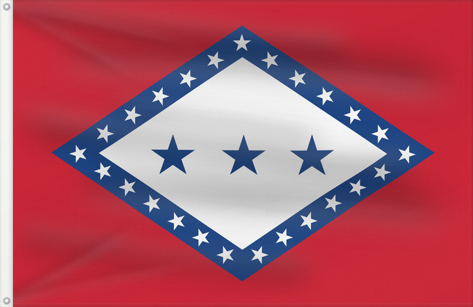 Flag, with two metal eyelets and reinforced hoist: Arkansas Hocker The original design of the Arkansas state flag by Miss Willie Hocker and selected from a field of 65 entries in a 1912 contest Arkansas (conception Hocker, 1912) Arkansas (diseño Hocker, 1912) Arkansas (Hocker-Entwurf, 1912) Arkansas (dis