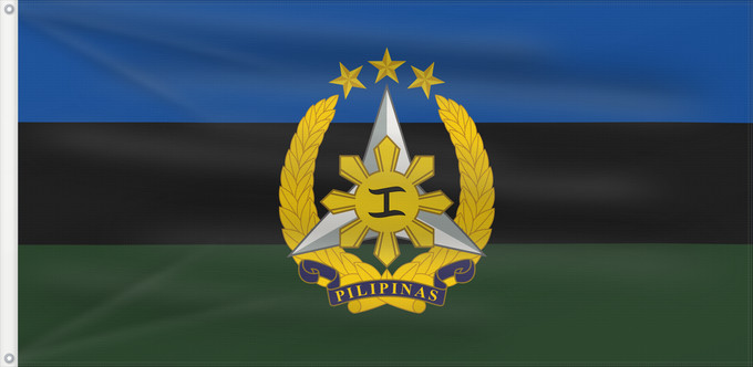 Drapeau, avec deux œillets métalliques et guindant renforcé : Armed Forces of the Philippines	Philippine Armed Forces	Forces armées des Philippines	Fuerzas Armadas de Filipinas	Streitkräfte der Philippinen	Forze armate delle Filippine