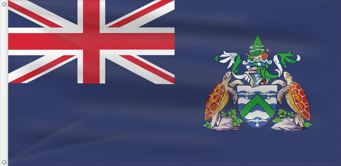 Drapeau, avec deux œillets métalliques et guindant renforcé : Ascension Island PD Coat of arms of Ascension Island is traced from the bitmap available at the website of government of Ascension Island Île de l'Ascension - Pavillon de Gouvernement Isla de Ascensión - Pabellón de Gobierno Ascension Island - Dienstflagg