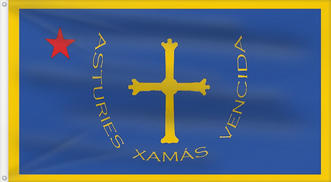Drapeau, avec deux œillets métalliques et guindant renforcé : Asturias 1808 Estrellada d Asturies de 1808