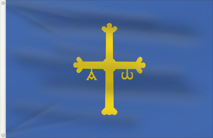Drapeau, avec deux œillets métalliques et guindant renforcé : Asturias indoor Indoor Flag of Asturias version Asturies (intérieur) Asturias de uso alternativo en interiores Asturien (Innenflagge) Asturie (interna)