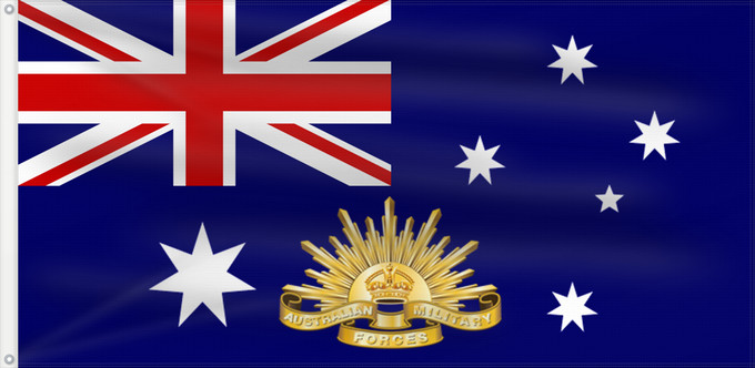 Drapeau, avec deux œillets métalliques et guindant renforcé : Australian Military Forces  1949-1954