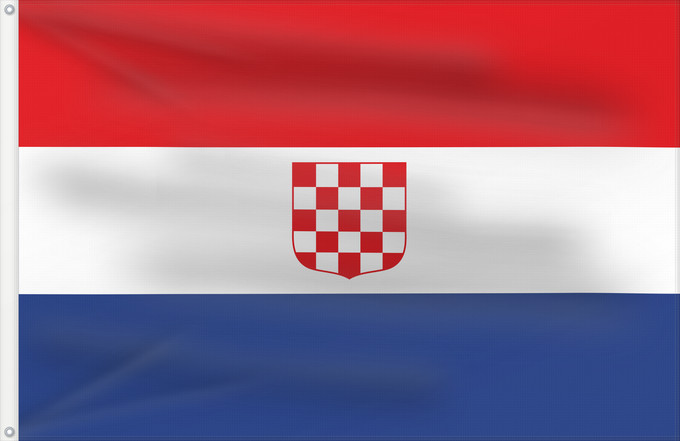 Drapeau, avec deux œillets métalliques et guindant renforcé : Banate of Croatia  1939-1941	Banate of Croatia  with CoA	Banovine de Croatie (1939-1941) (avec CoA)	Banato de Croacia (1939-1941) (con CoA)	Banovina Kroatien (1939-1941) (mit Wappen)	Banalato di Croazia (1939-1941) (con stemma)	Banovine Hrvatske  inačica 
