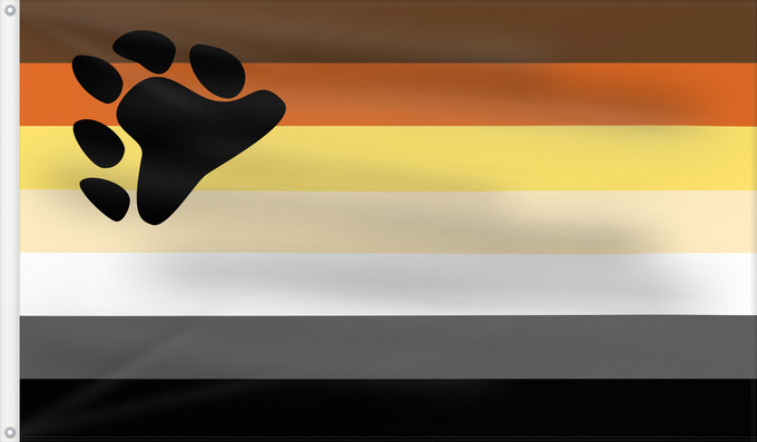 Drapeau, avec deux œillets métalliques et guindant renforcé : Bear Brotherhood	Bear community	Confrérie des Ours	Comunidad de osos	Bärenbruderschaft	Comunità ursina