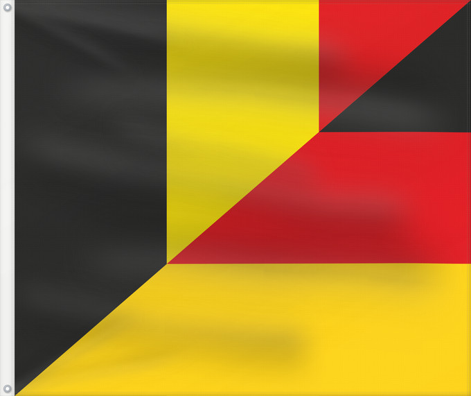 Drapeau, avec deux œillets métalliques et guindant renforcé : Belgium and Germany	Belgium and Germany (hybrid)	Belgique et Allemagne (hybride)	Bélgica y Alemania (híbrido)	Belgien und Deutschland (Hybrid)	Belgio e Germania (ibrido)	Hybrid of File Flag of Belgium