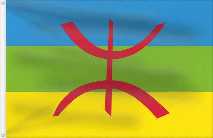 Flag, with two metal eyelets and reinforced hoist: Berber	Berber flag”	Le « Drapeau berbère »	La «bandera bereber»	Berbero	La «bandera berber»