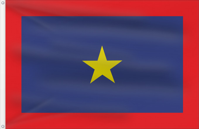 Drapeau, avec deux œillets métalliques et guindant renforcé : Binh Xuyen Army	Armée Binh Xuyen	Ejército Binh Xuyen	Binh Xuyen Armee	Esercito Binh Xuyen	Binh Xuyen Force  Bộ đội Bình Xuyên