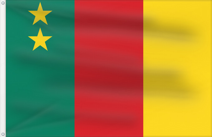 Drapeau, avec deux œillets métalliques et guindant renforcé : Cameroon 1961–1975 Cameroon (1961–1975) Cameroun (1961–1975) Camerún (1961–1975) Kamerun (1961–1975) Camerun (1961–1975) Cameroon, 1961-75