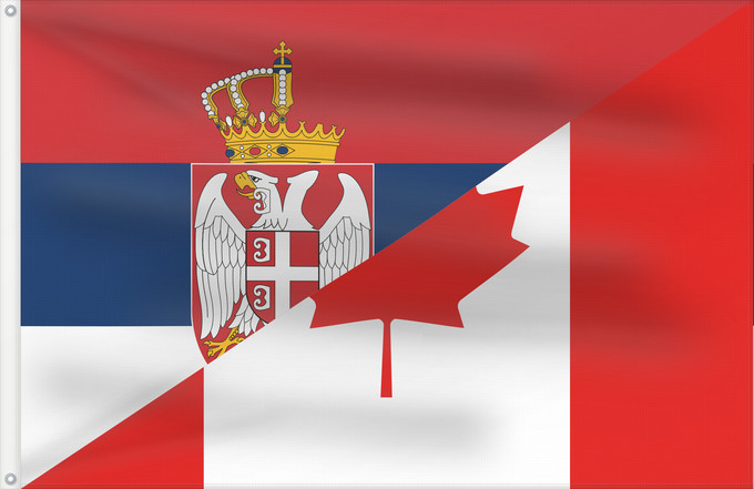 Drapeau, avec deux œillets métalliques et guindant renforcé : Canada and Serbia	Hybrid of File Flag of Canada	Canada et Serbie (hybride)	Canadá y Serbia (híbrido)	Kanada und Serbien (Hybrid)	Canada e Serbia (ibrido)