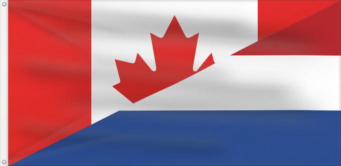 Drapeau, avec deux œillets métalliques et guindant renforcé : Canada and the Netherlands	Canada and Netherlands	Canada et Pays-Bas	Canadá y Países Bajos	Kanada und Niederlande	Canada e Paesi Bassi	Hybrid of File Flag of Canada