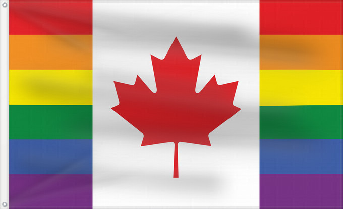 Drapeau, avec deux œillets métalliques et guindant renforcé : Canada Gay Remake of Canada flag according to the National Gay Flags of the World Gai du Canada