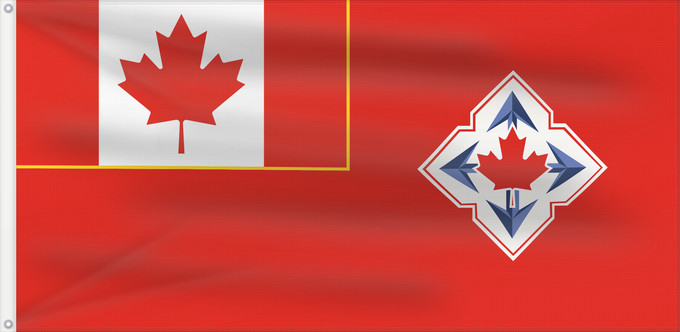 Drapeau, avec deux œillets métalliques et guindant renforcé : Canadian Army  1968–1998	Canadian Army  1968-1998	Armée canadienne (1968–1998)	Ejército Canadiense (1968–1998)	Kanadische Armee (1968–1998)	Esercito Canadese (1968–1998)