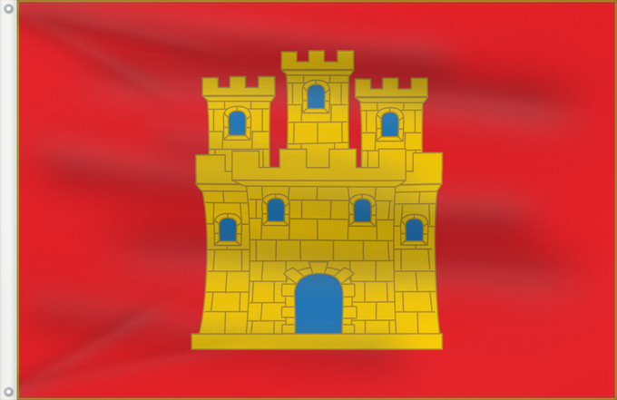 Drapeau, avec deux œillets métalliques et guindant renforcé : Castile	Castille	Castilla	Kastilien	Castiglia	Histórica de Castilla