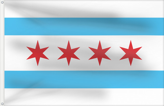 Flag, with two metal eyelets and reinforced hoist: Chicago, Illinois Chicago Chicaga Sicagi