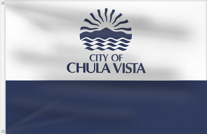 Drapeau, avec deux œillets métalliques et guindant renforcé : Chula Vista, California	Chula Vista, Californie	Chula Vista, Kalifornien